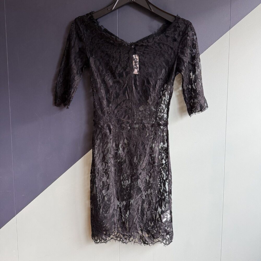 NWT Lover $695 Christina fitted black lace minidress, US Size 2